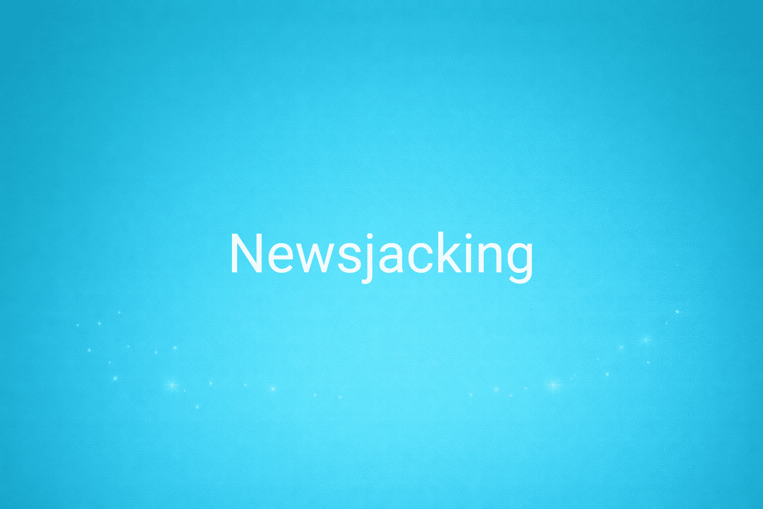 Illustration minimaliste sur fond bleu avec texte "Newsjacking", définition liée à la catégorie Marketing de contenus du glossaire marketing de M-Twice