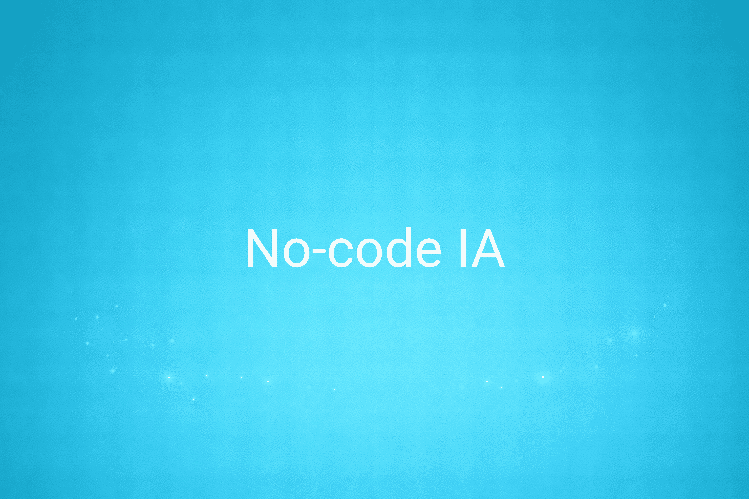 Illustration minimaliste sur fond bleu avec texte "No-code IA", définition liée à la catégorie e-commerce du glossaire marketing de M-Twice