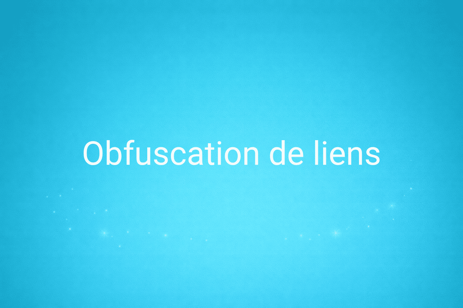 Illustration minimaliste sur fond bleu avec texte "Obfuscation de liens", définition liée à la catégorie SEO du glossaire marketing de M-Twice