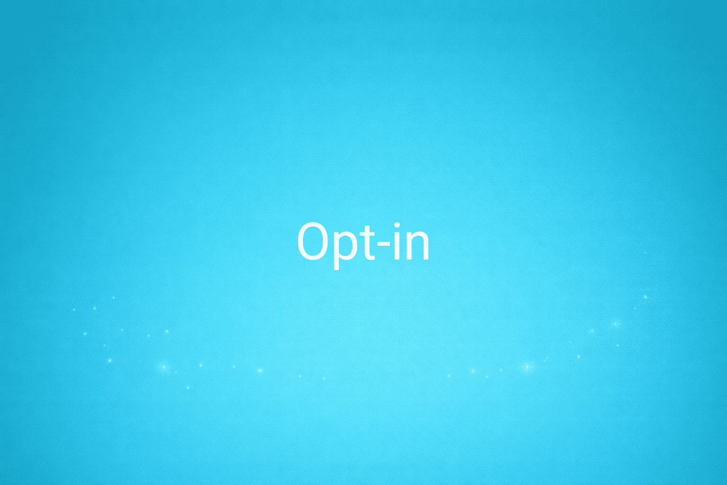 Illustration minimaliste sur fond bleu avec texte "Opt-in", définition liée à la catégorie e-commerce du glossaire marketing de M-Twice