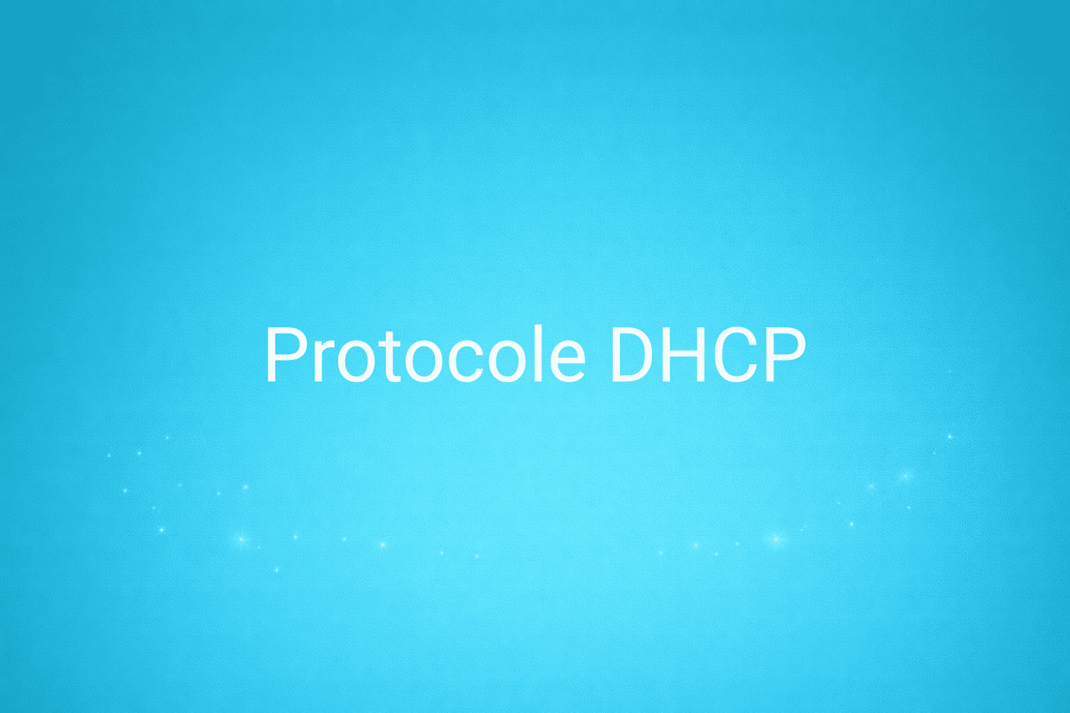 Illustration minimaliste sur fond bleu avec texte "Protocole DHCP", définition liée à la catégorie e-commerce du glossaire marketing de M-Twice
