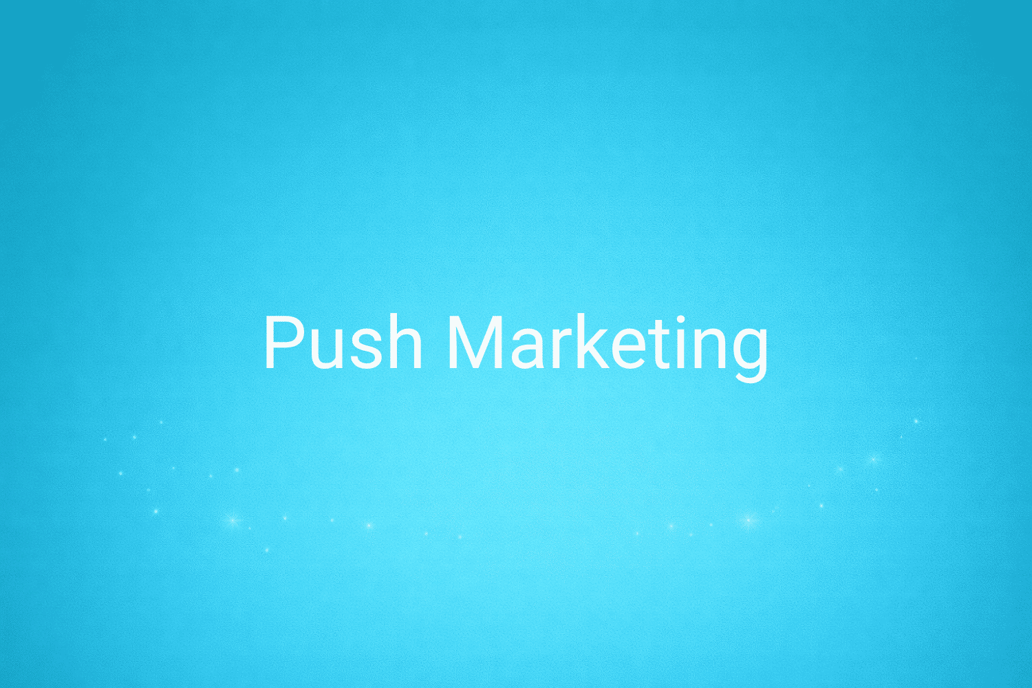 Illustration minimaliste sur fond bleu avec texte "Push Marketing", définition liée à la catégorie Stratégie Marketing du glossaire marketing de M-Twice