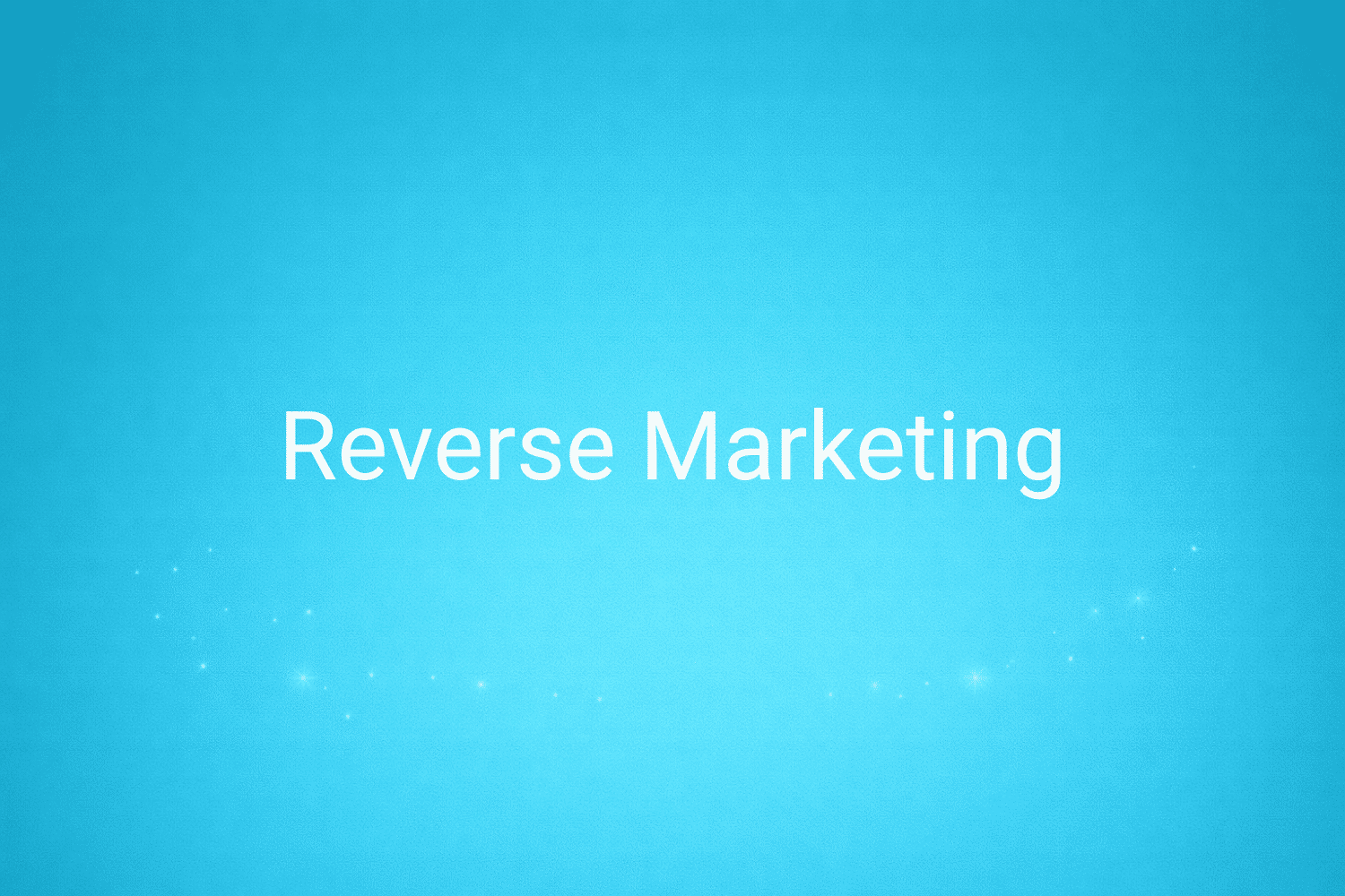 Illustration minimaliste sur fond bleu avec texte "Reverse Marketing", définition liée à la catégorie Stratégie Marketing du glossaire marketing de M-Twice