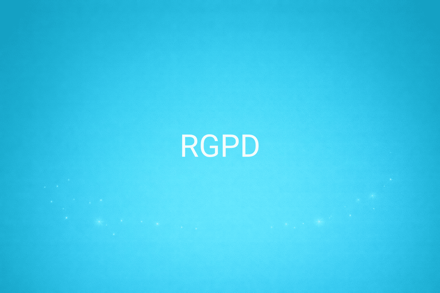 Illustration minimaliste sur fond bleu avec texte "RGPD", définition liée à la catégorie e-commerce du glossaire marketing de M-Twice