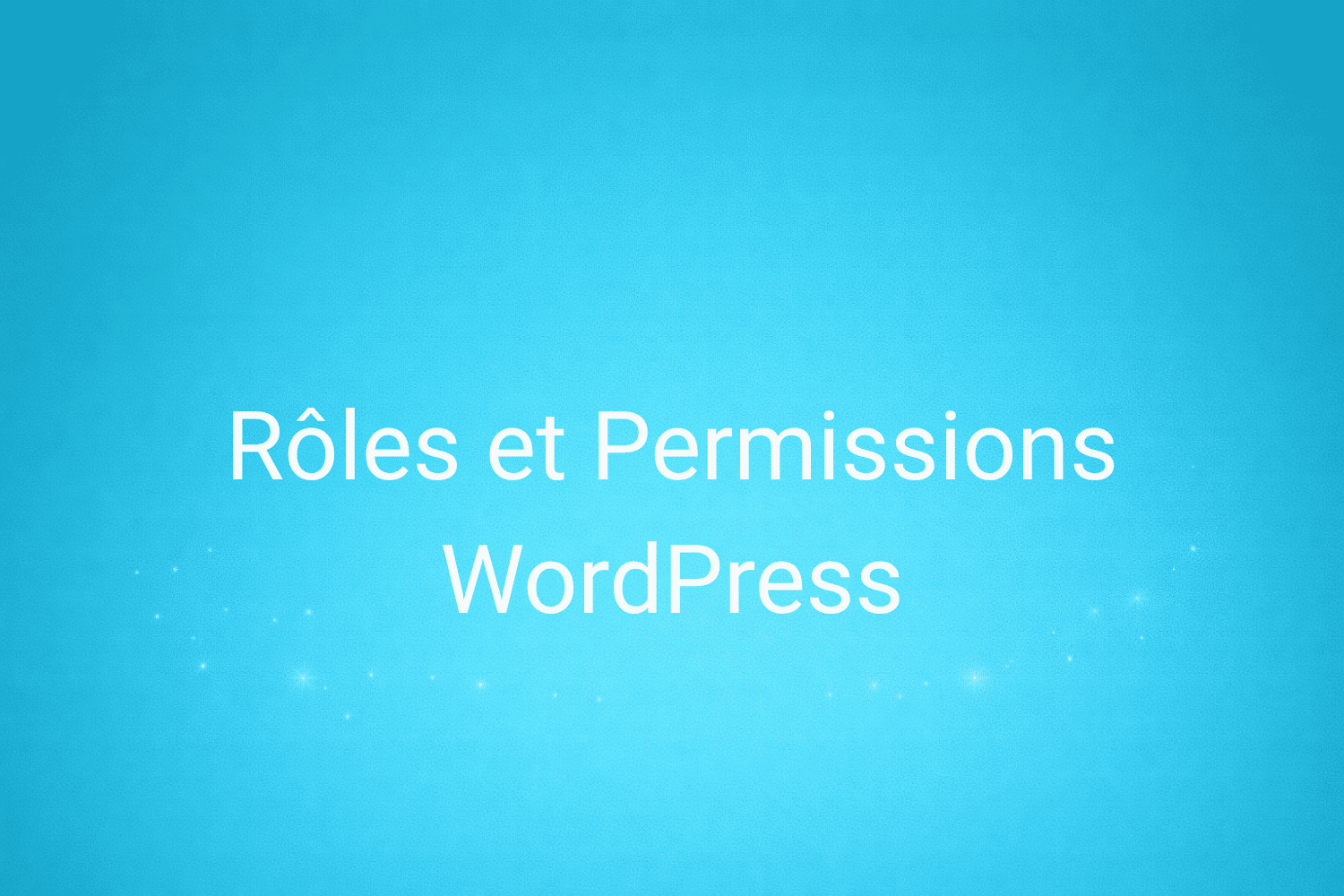 Illustration minimaliste sur fond bleu avec texte "Rôles et Permissions WordPress", définition liée à la catégorie e-commerce du glossaire marketing de M-Twice
