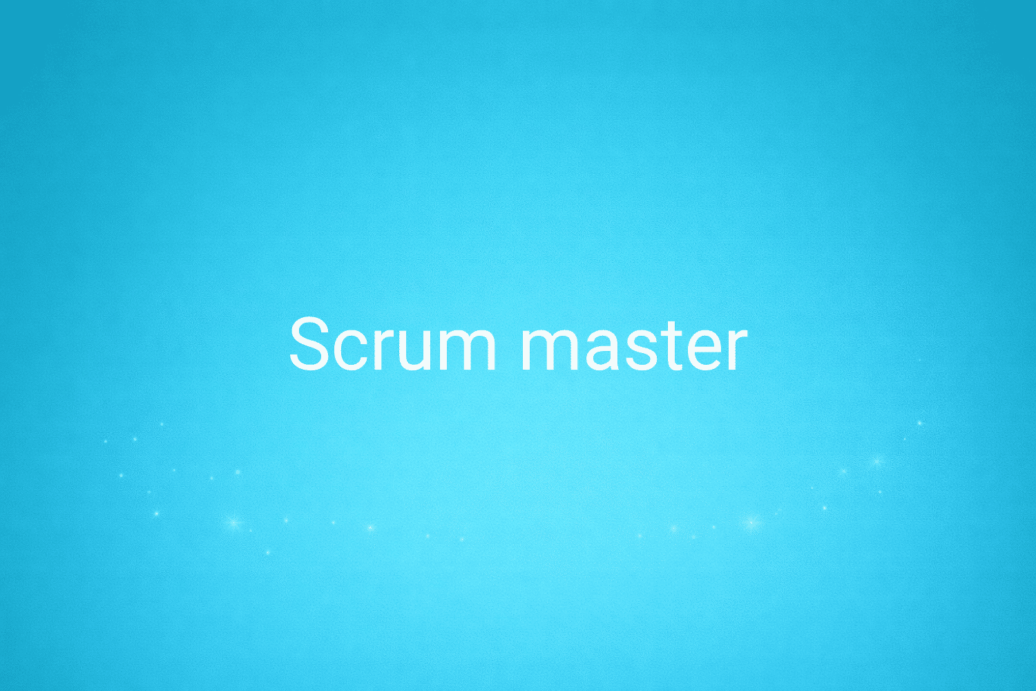 Illustration minimaliste sur fond bleu avec texte "Scrum master", définition liée à la catégorie e-commerce du glossaire marketing de M-Twice