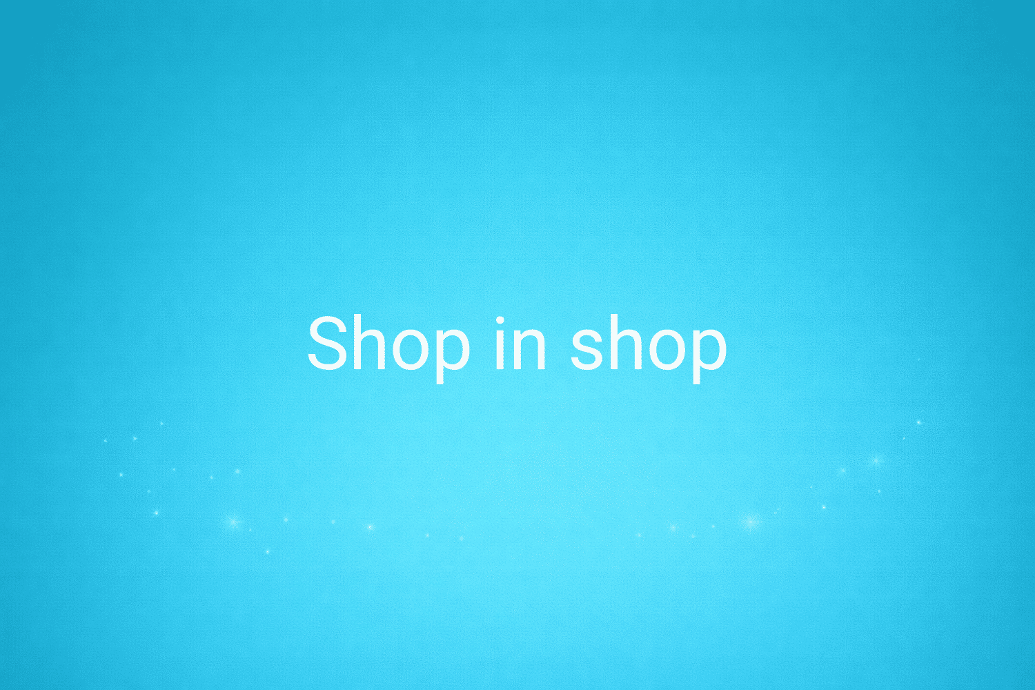Illustration minimaliste sur fond bleu avec texte "Shop in shop", définition liée à la catégorie Stratégie Marketing du glossaire marketing de M-Twice