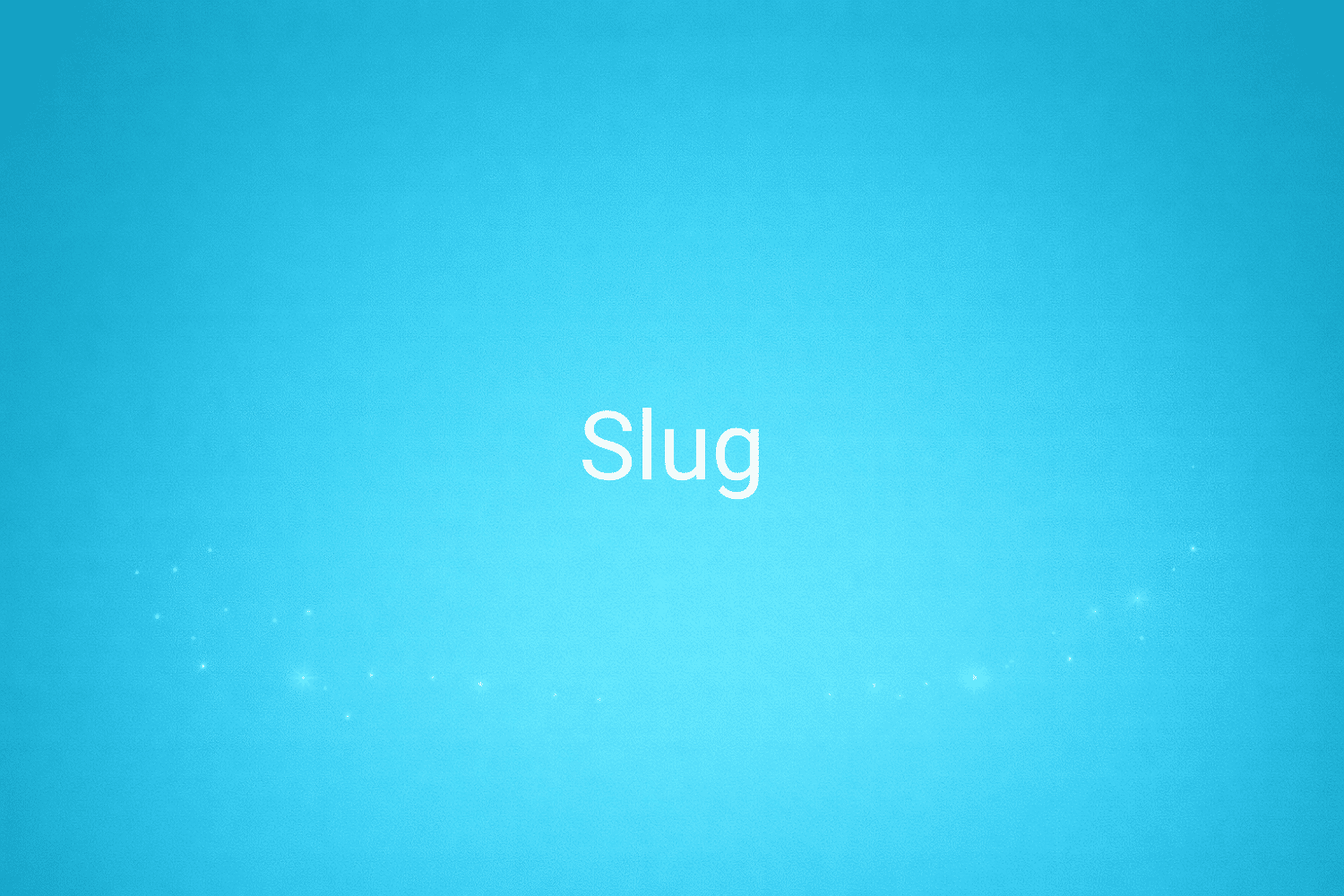 Illustration minimaliste sur fond bleu avec texte "Slug", définition liée à la catégorie e-commerce du glossaire marketing de M-Twice