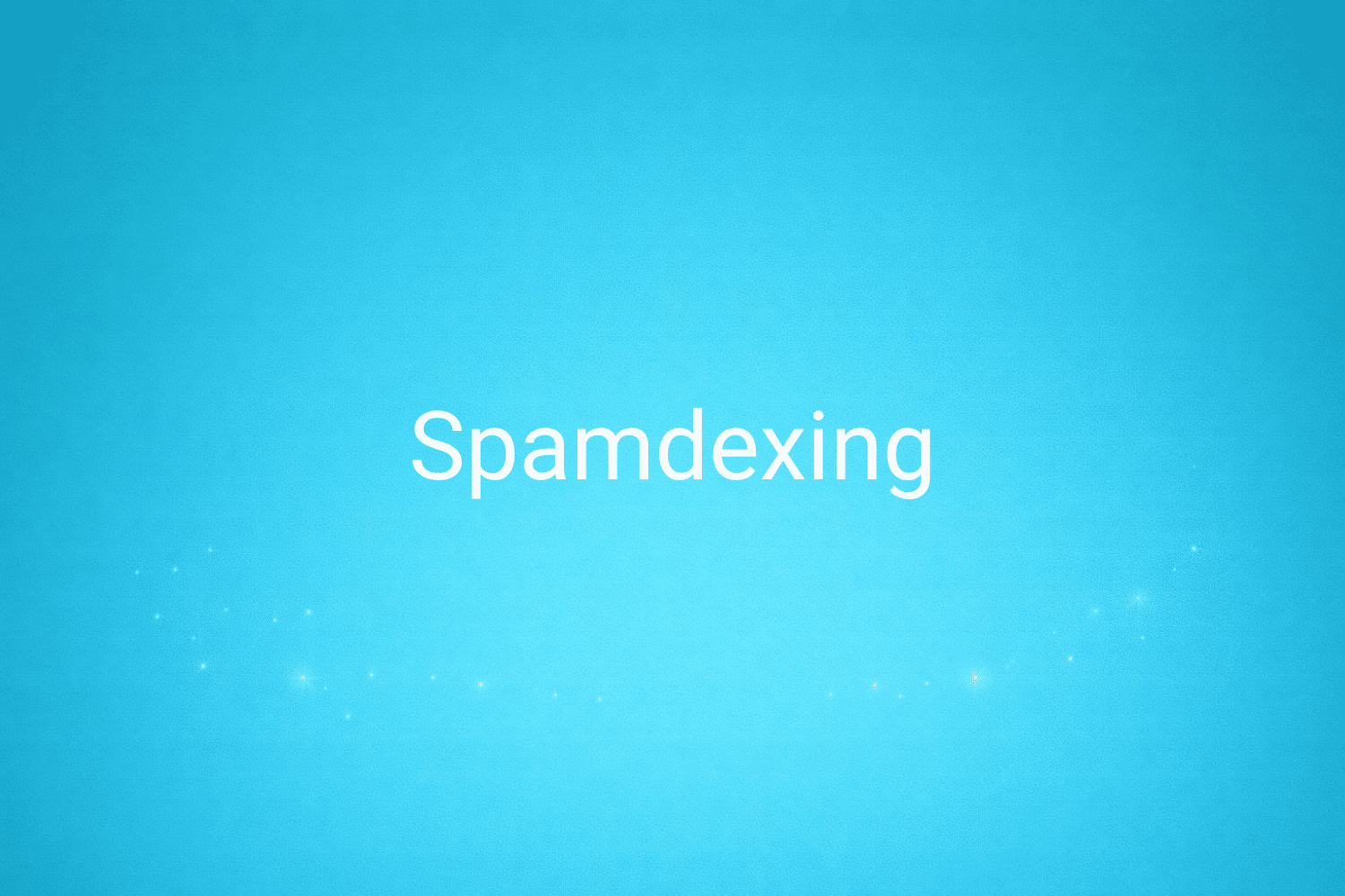 Illustration minimaliste sur fond bleu avec texte "Spamdexing", définition liée à la catégorie e-commerce du glossaire marketing de M-Twice