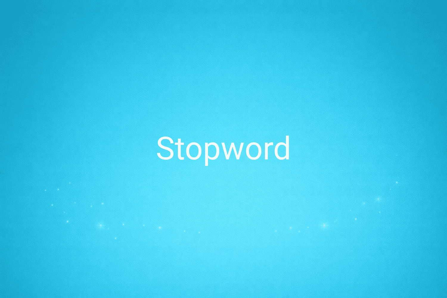 Illustration minimaliste sur fond bleu avec texte "Stopword", définition liée à la catégorie e-commerce du glossaire marketing de M-Twice