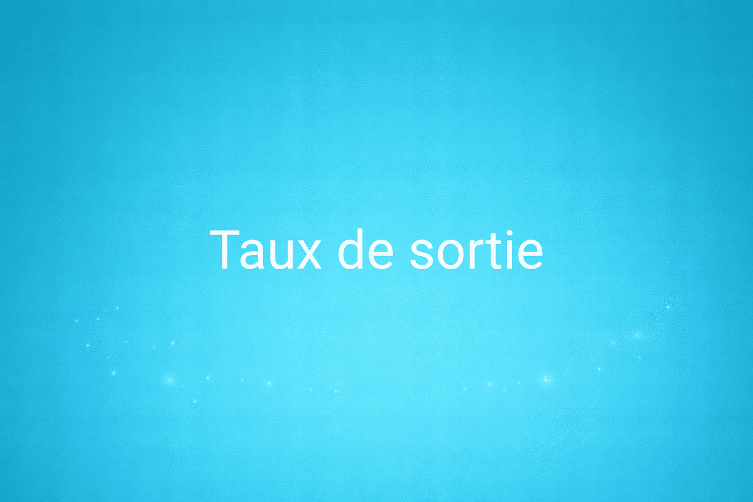 Illustration minimaliste sur fond bleu avec texte "Taux de sortie", définition liée à la catégorie e-commerce du glossaire marketing de M-Twice