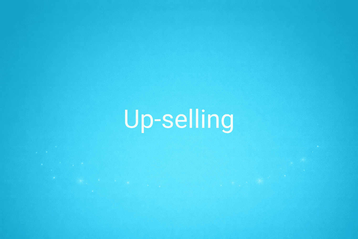 Illustration minimaliste sur fond bleu avec texte "Up-selling", définition liée à la catégorie Stratégie Marketing du glossaire marketing de M-Twice