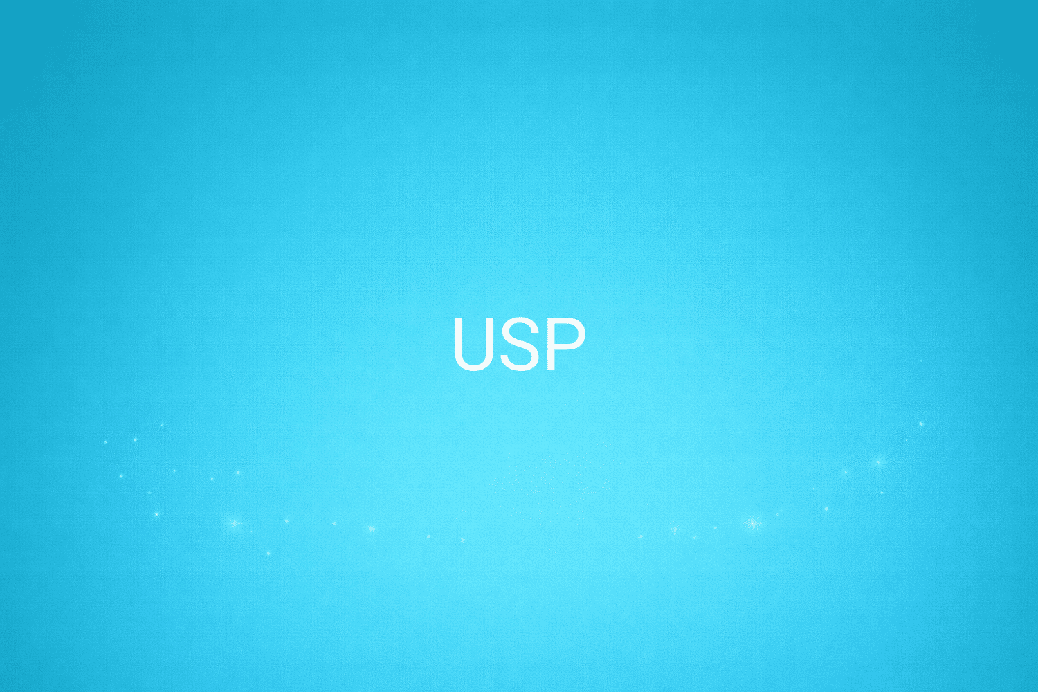 Illustration minimaliste sur fond bleu avec texte "USP", définition liée à la catégorie Stratégie Marketing du glossaire marketing de M-Twice