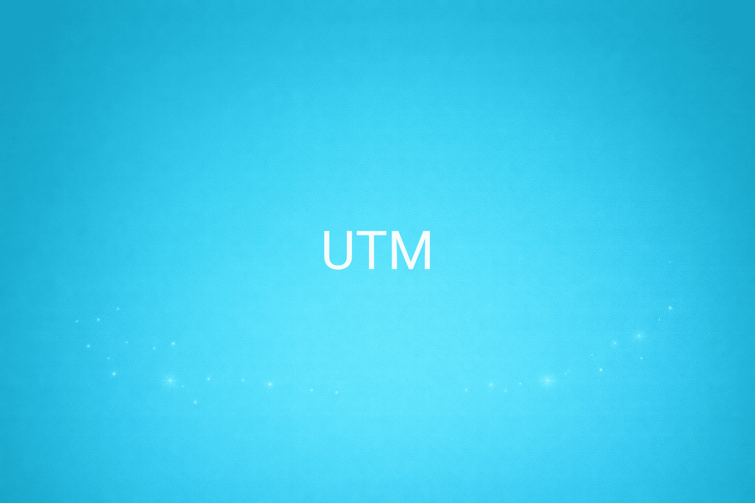 Illustration minimaliste sur fond bleu avec texte "UTM", définition liée à la catégorie Publicité en ligne du glossaire marketing de M-Twice