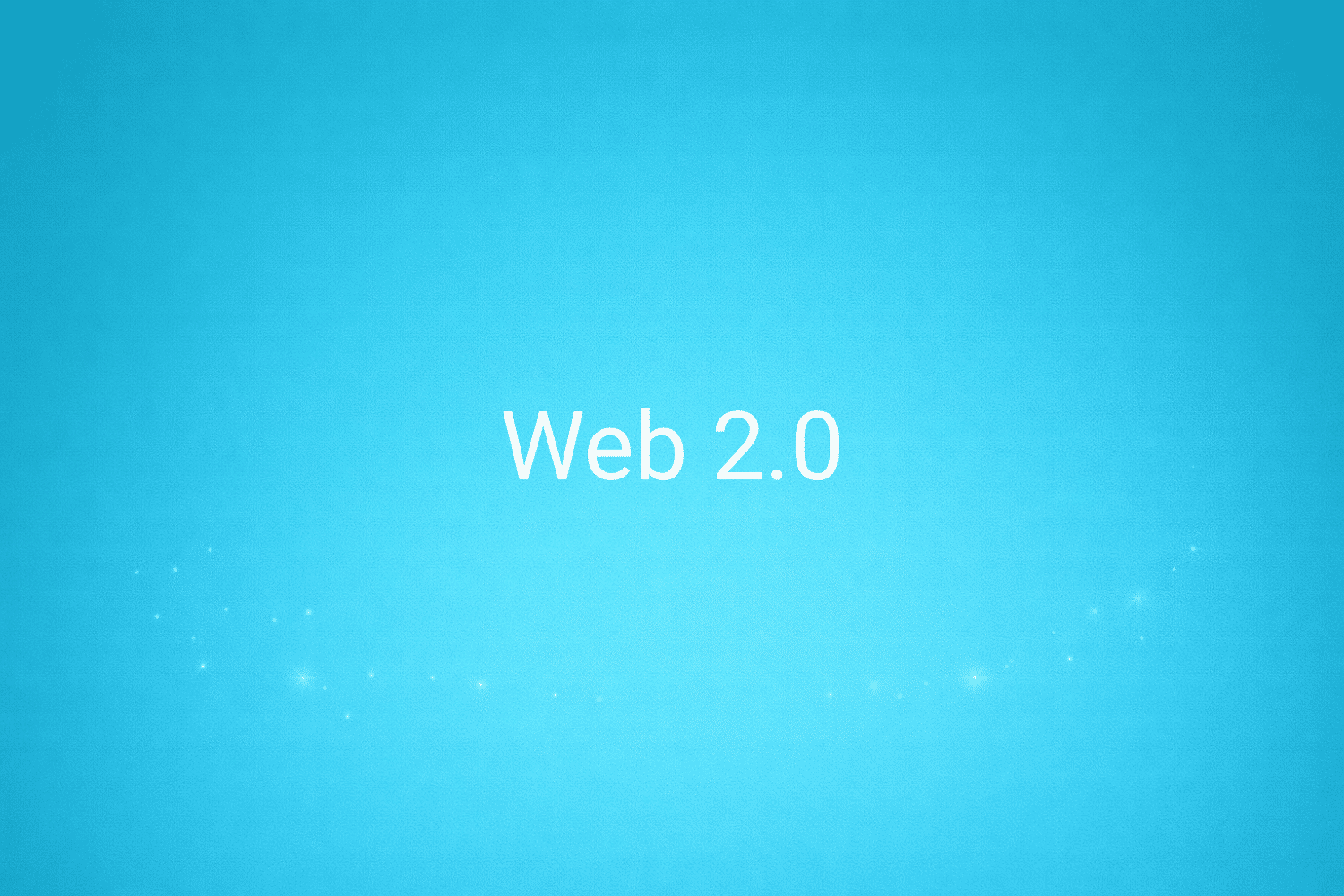 Illustration minimaliste sur fond bleu avec texte "Web 2.0", définition liée à la catégorie e-commerce du glossaire marketing de M-Twice