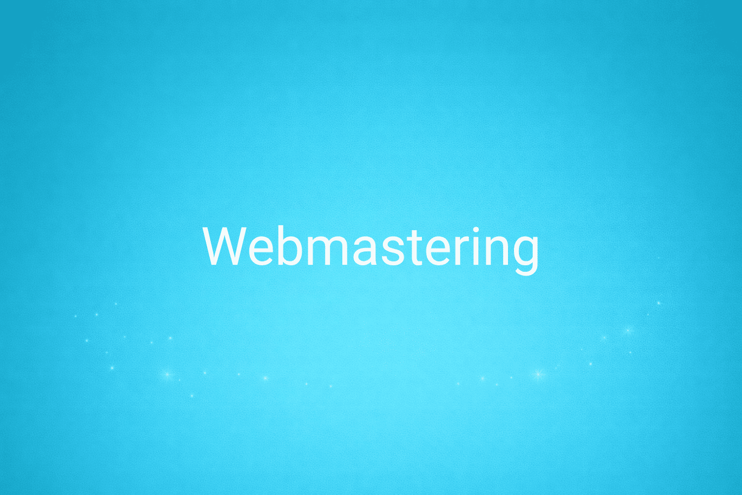 Illustration minimaliste sur fond bleu avec texte "Webmastering", définition liée à la catégorie e-commerce du glossaire marketing de M-Twice