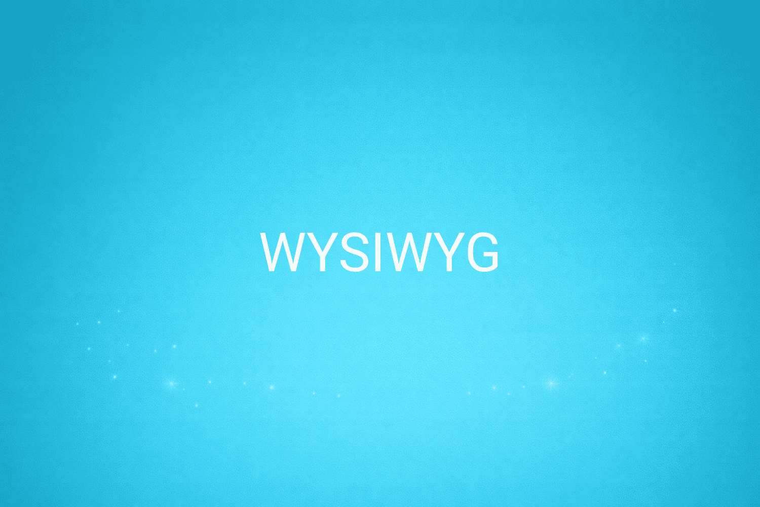 Illustration minimaliste sur fond bleu avec texte "WYSIWYG", définition liée à la catégorie e-commerce du glossaire marketing de M-Twice