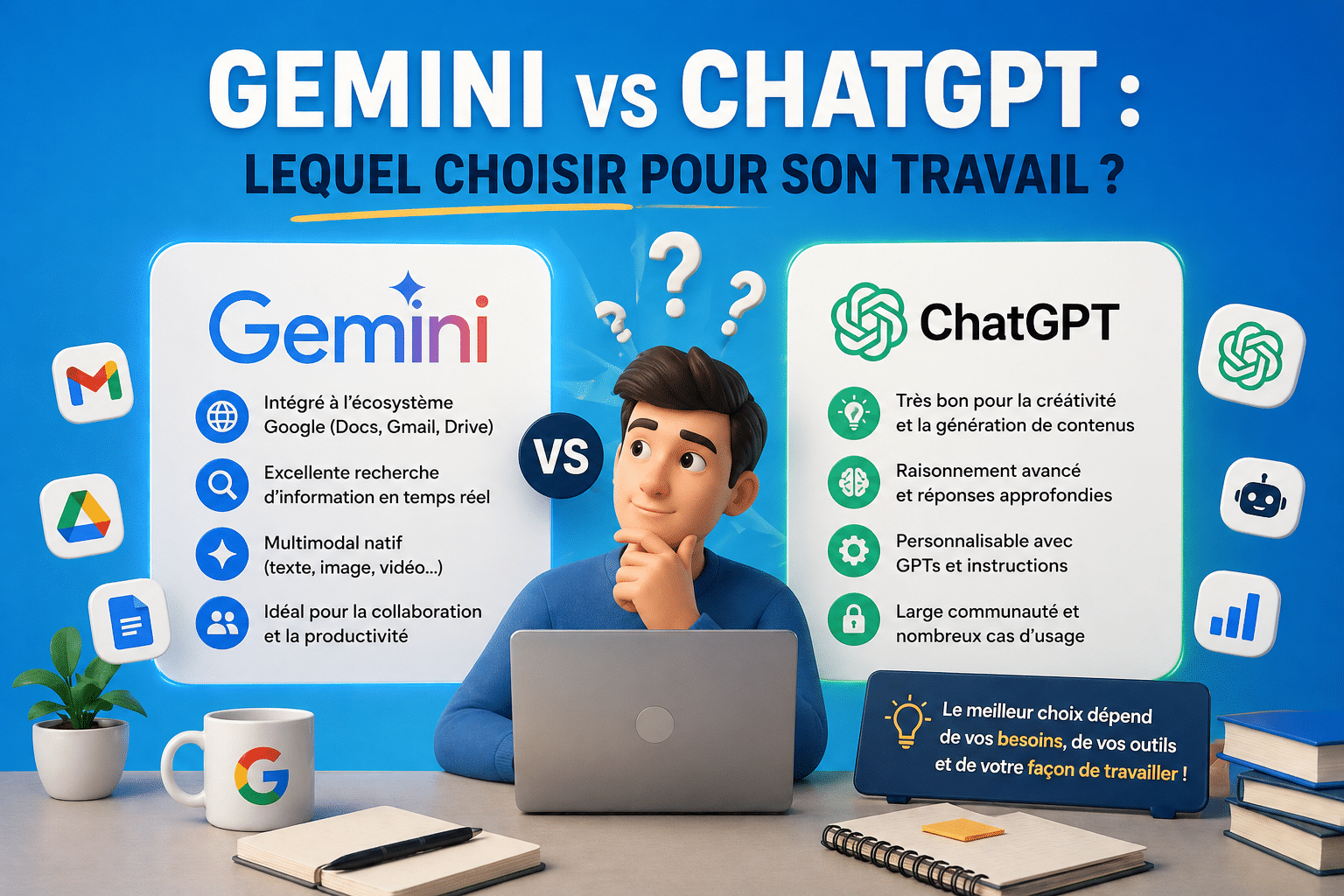 Gemini vs ChatGPT : lequel choisir pour son travail ?