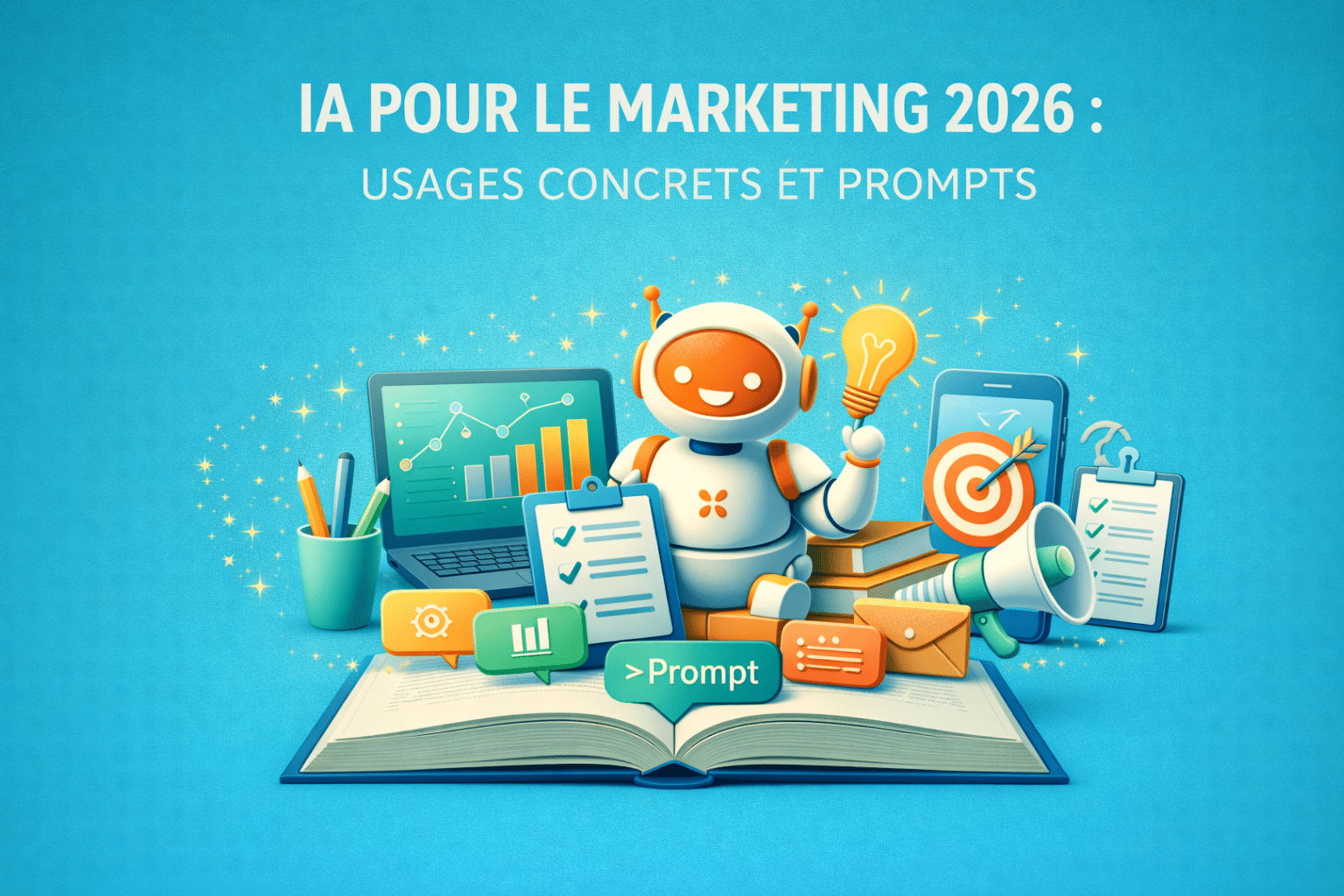 IA pour le marketing en 2026 : usages concrets, outils et prompts prêts à copier