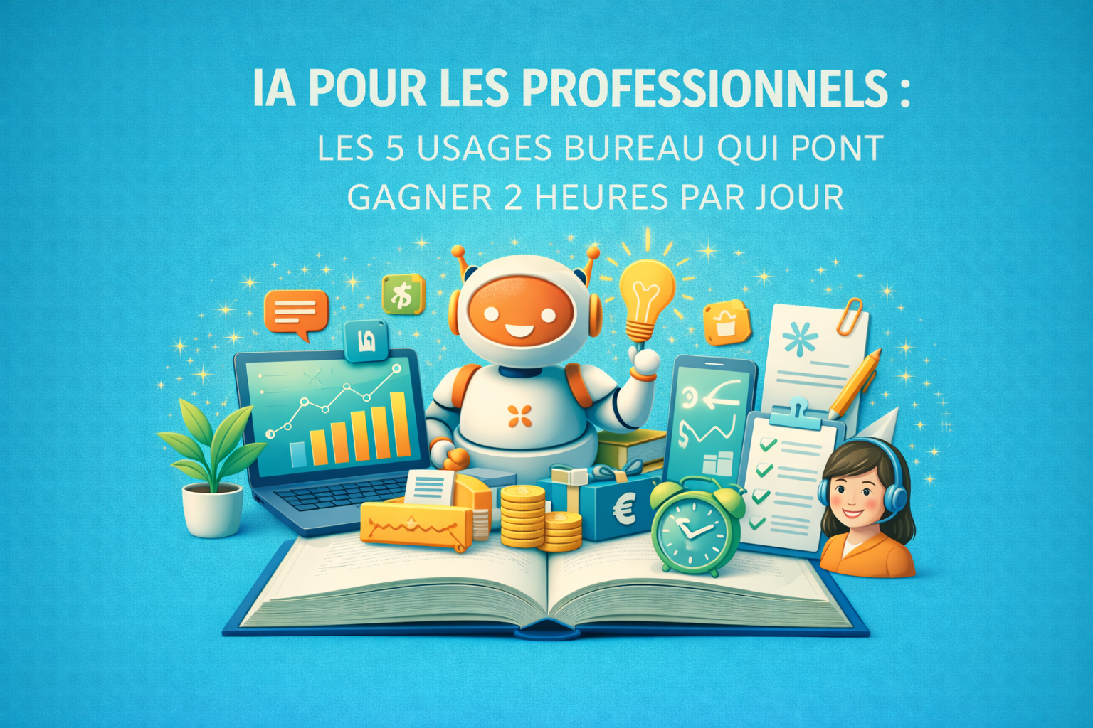 IA pour les professionnels : les 5 usages bureau qui font gagner 2 heures par jour