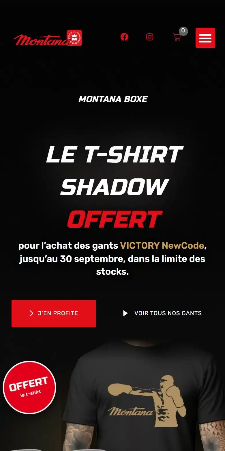 La boutique Montana Boxing sur téléphone