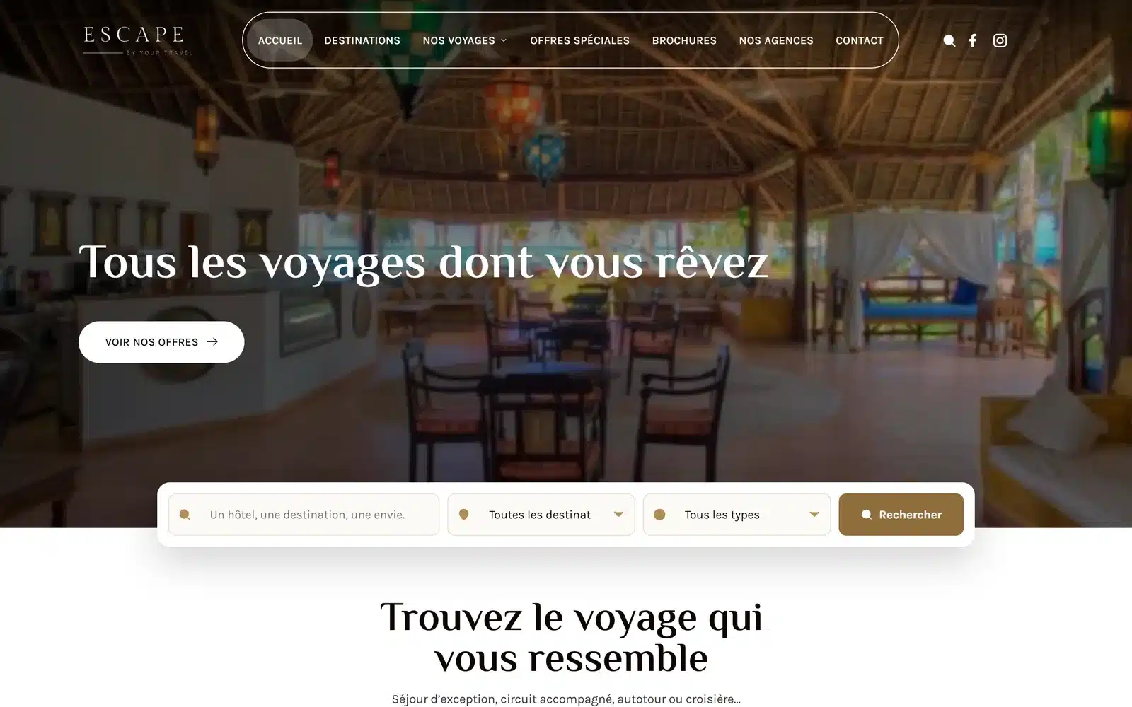 Escape Travel, site WordPress créé par M-Twice, sur ordinateur